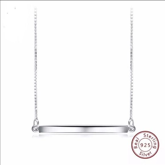 Silver bar pendant silver chain necklace - Picture 4 of 6